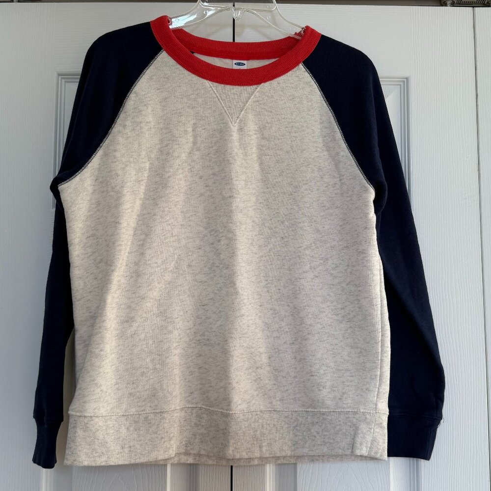 Old Navy Crew Neck Color Block Sweatshirt Small Like New Red, Blue, Ivory